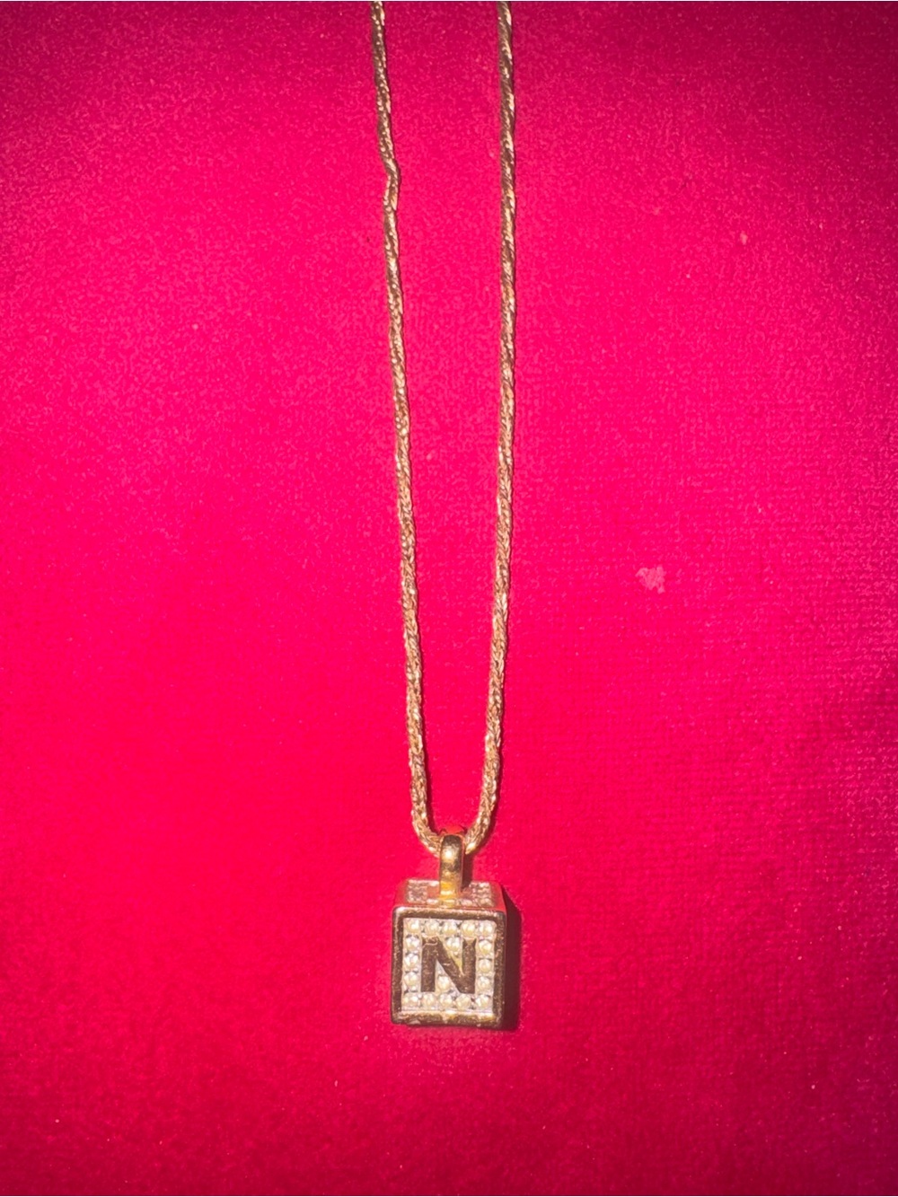 Nina Ricci Gold-Tone Pavé 'N' Square Pendant Necklace